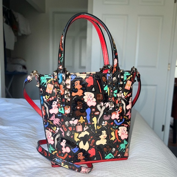 Christian Louboutin Handbags - Christian Louboutin: Limited Edition Black Patent Leather Multicolor Cabata Tote